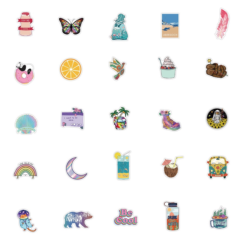 Set 200 / 100 / 50 miếng dán chống thấm nước họa tiết graffiti trang trí vali / laptop / điện thoại