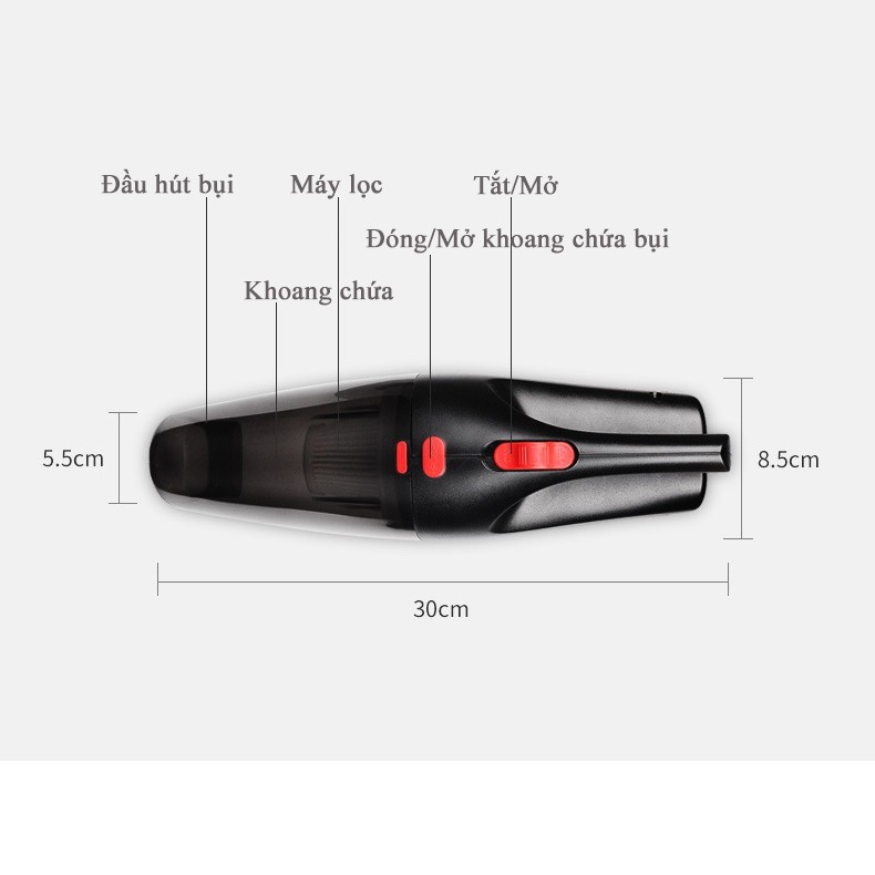 Máy hút bụi cầm tay mini - Nguồn tẩu ô tô