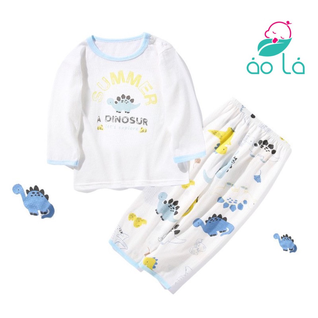 Đồ ngủ cho bé vải thun cotton Áo Lá Homewear, đồ bộ dài tay bé trai bé gái