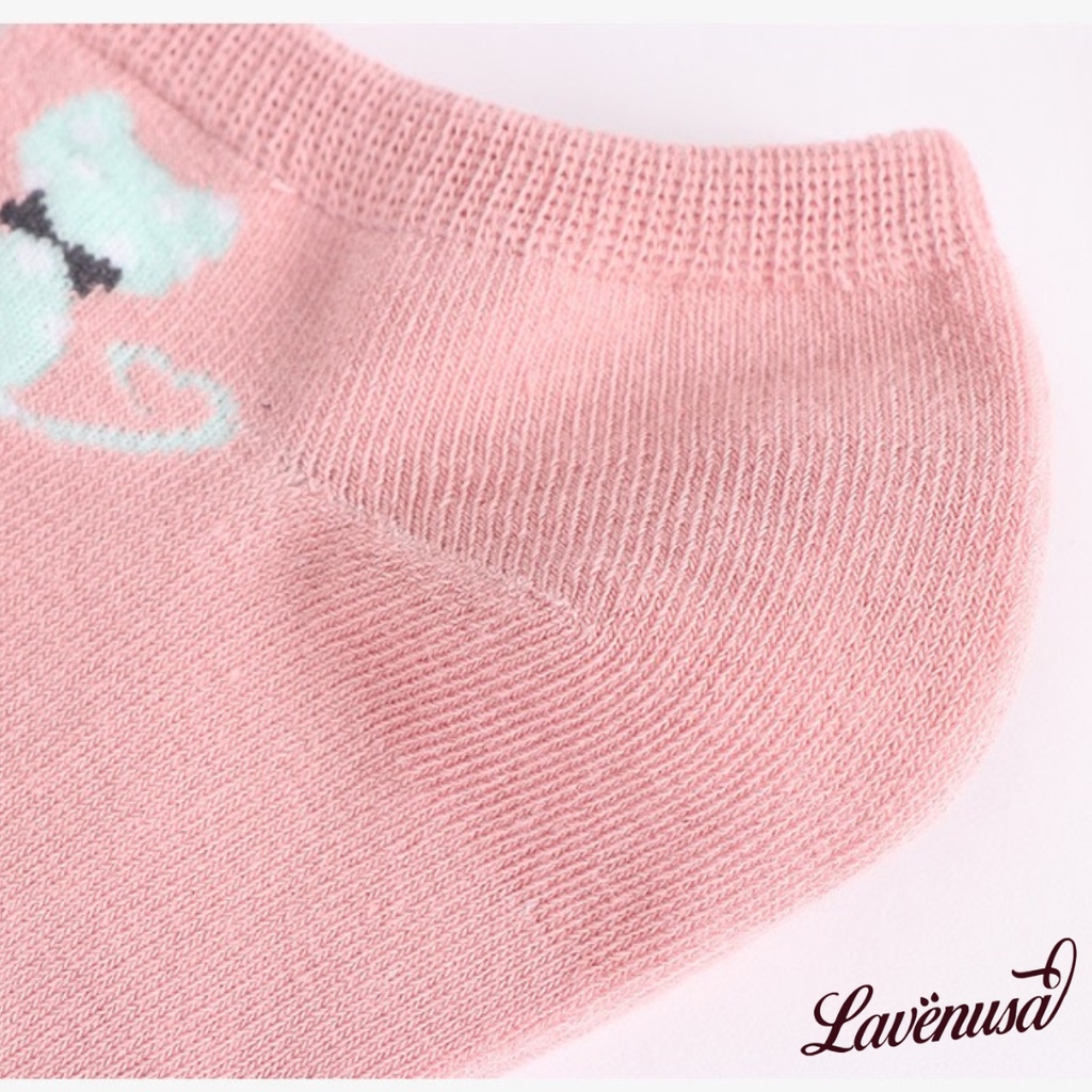 Tất vớ nữ cổ ngắn cao cấp hình mèo dễ thương chất cotton set 5 đôi LAVENUSA T32