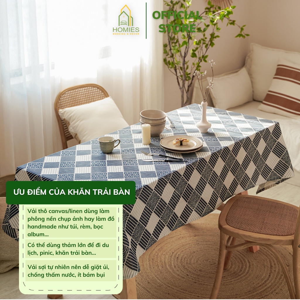 Khăn Trải Bàn, Phông Nền Chụp Ảnh HOMIES Phong Cách Vintage hàn Quốc Chất Vải Canavas Nhiều Kích Thước