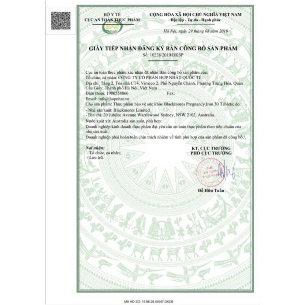 Viên uống Bổ sung sắt bầu của Úc Blackmores Pregnancy Iron 30 viên