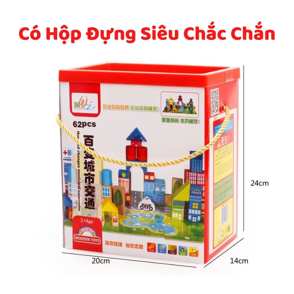 Đồ Chơi Mô Hình Lắp Ráp Thành Phố Bằng Gỗ Cao Cấp, Xếp Hình Thông Minh Cho Bé Sáng Tạo, Shop Mẹ Mốc ,LGGTP