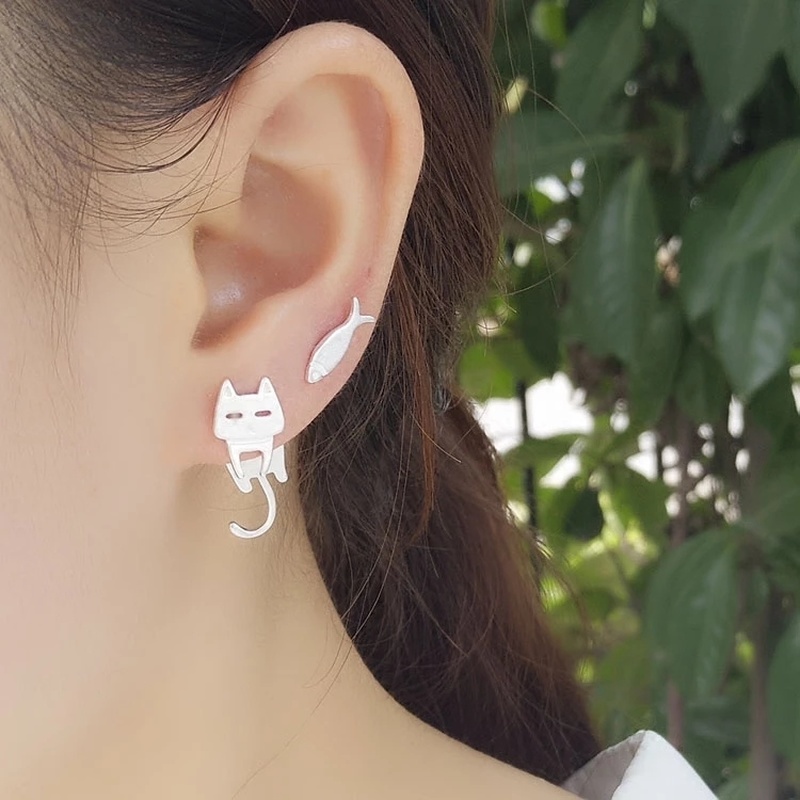 Bông Tai Hình Cá/Ếch/Mèo Bằng Thép Không Gỉ Mini Dễ Thương Đơn Giản Thời Trang Hàn Quốc Chống Dị Ứng Cho Nữ