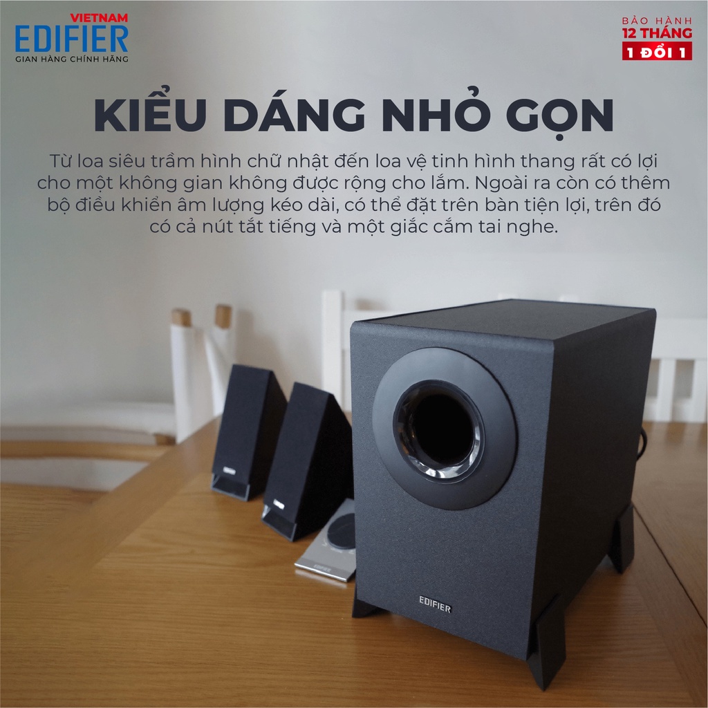 Loa 2.1 vi tính EDIFIER M1360 Có bảng điều khiên rời - Âm thanh sắc nét - Vỏ gỗ MDF chống dội âm - Hàng chính hãng