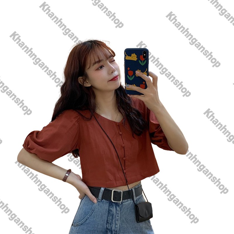 Áo croptop áo kiểu cổ v xinh đẹp