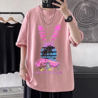 Áo thun Khổng Hiền unisex from rộng cổ tròn tay lỡ freesize 38-70kg Hồng thỏ ô tô
