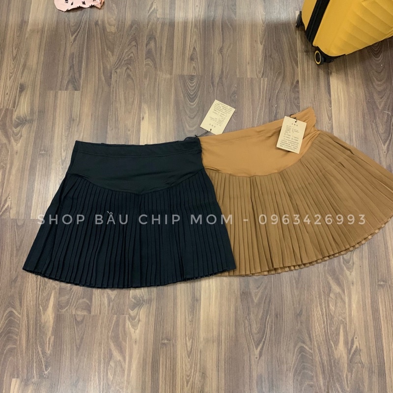 Chân Váy Bầu Xếp Li Nhỏ Xinh Xắn Thời Trang Cho Mẹ, Có Lót Quần Mềm Bên Trong CV08