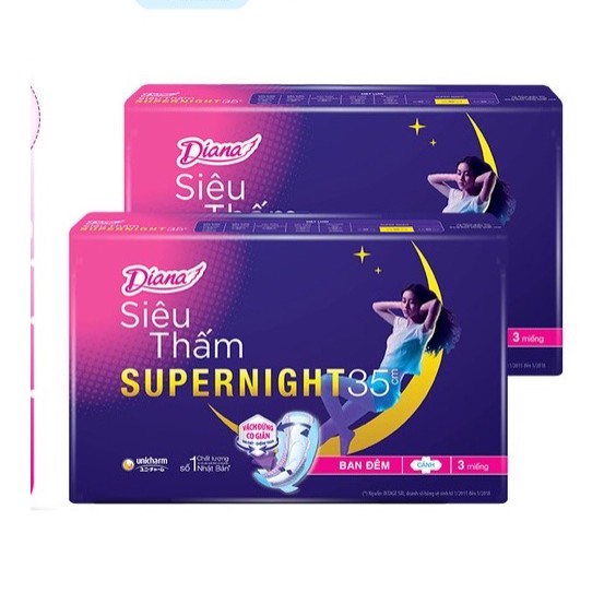 [Chính Hãng] Băng vệ sinh Diana siêu thấm Supernight 35cm 3 miếng/gói