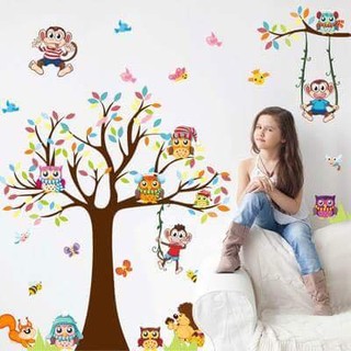 decal dán tường vườn thú khỉ