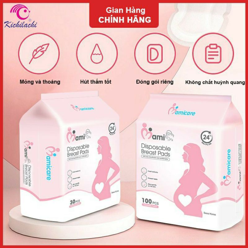 Bịch 100 Miếng Lót Thấm Sữa MAMICARE Siêu Thấm Hút, Tiện Dụng, An Toàn Cho Mẹ