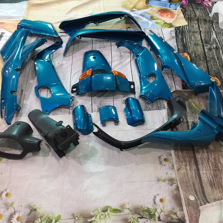 Bộ vỏ nhựa xe Wave Thái -Màu Xanh Da  - G2928