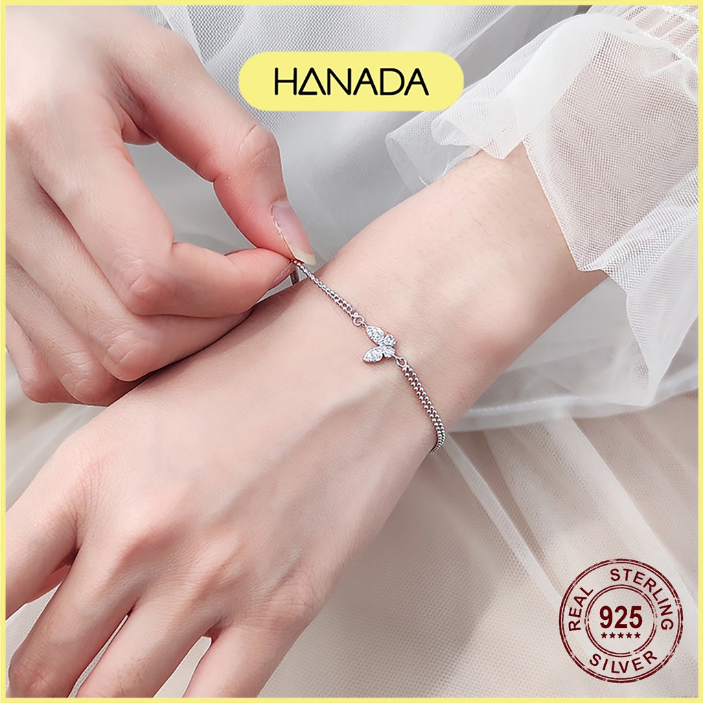 Lắc Tay Bạc 925 Hanada Butterfly Đính Đá 2 Dây 0223 H15