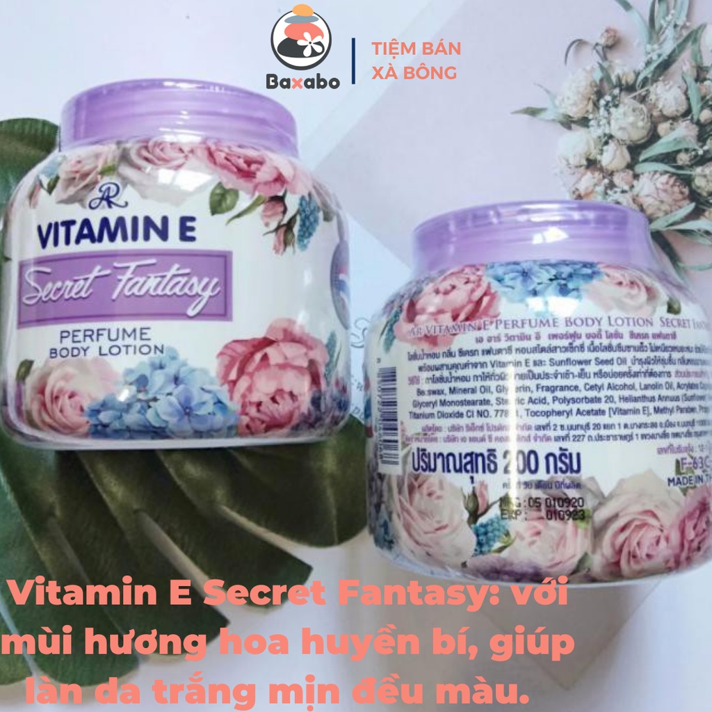 KEM DƯỠNG ẨM TRẮNG DA BODY HƯƠNG HOA HUYỀN BÍ VITAMIN E ARON THÁI LAN - VITAMIN E SECRET FANTASY ARON