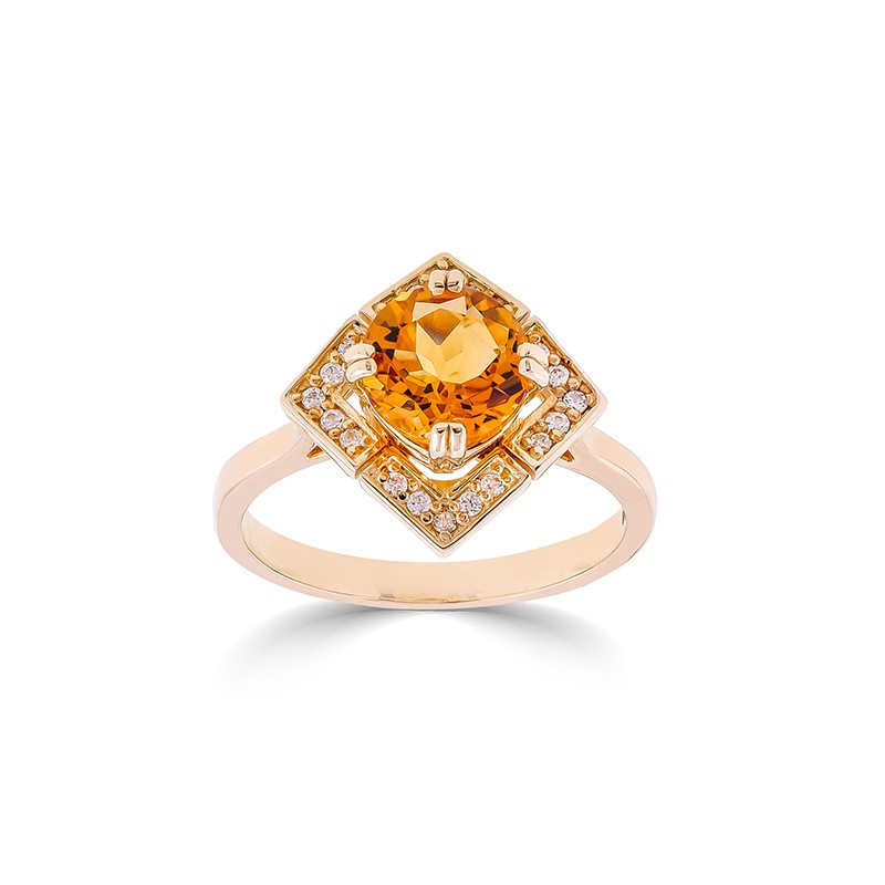 Nhẫn DOJI vàng 14K gắn đá CITRINE 722