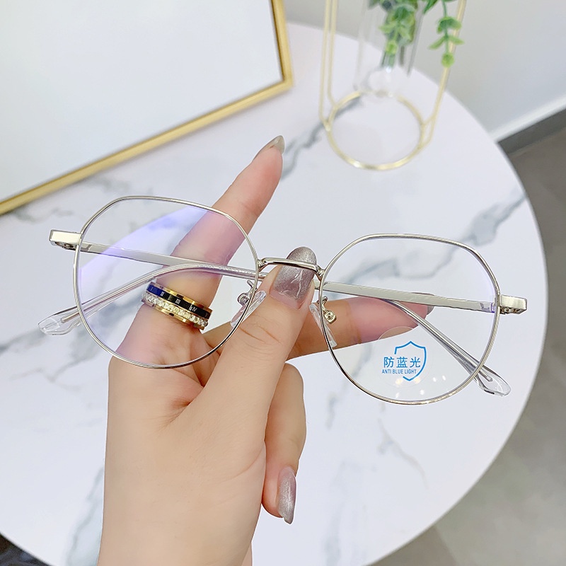 Kính Mát Nữ Gọng Tròn Kim Loại Chống Tia Sáng Xanh