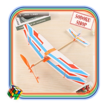 Máy Bay Dây Thun Cao Cấp 2 Tầng Cánh, Đồ Chơi Vận Động Ngoài Trời Cho Bé 02093