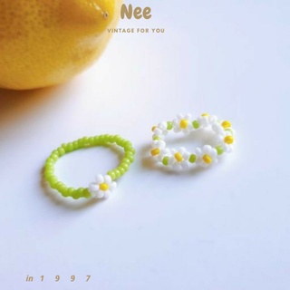 Nee nhẫn hạt cườm hoa cúc daisy ,nhiều màu handmade cute