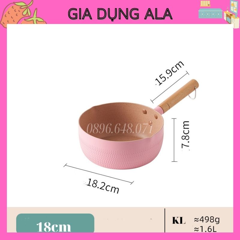 Chảo Chống Dính Sâu Lòng Bếp Từ Rán Xào Nấu Hấp Mini 18cm, Quánh Chống Dính Nấu Bột Kiểu Nhật Bản