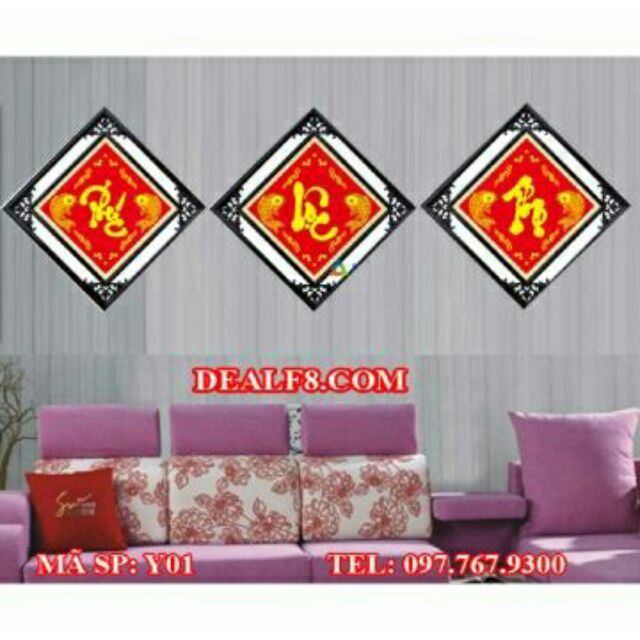 Tranh thêu phúc lộc thọ 50x50cm bưcx3