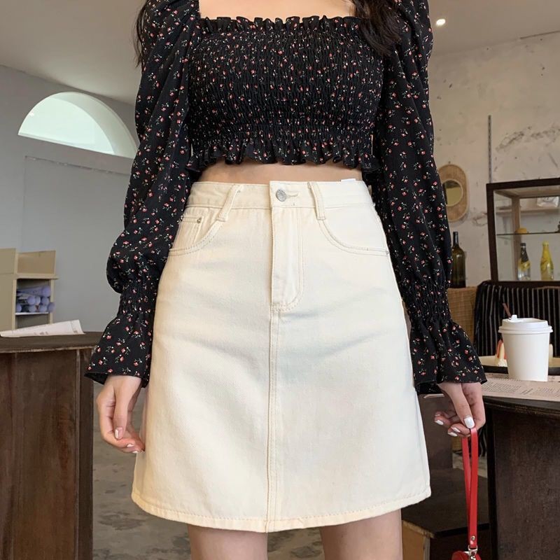 Chân váy jean chữ A lưng cao dáng ngắn - BIGSIZE NỮ từ 45KG đến 80KG - LAGI BIGSIZE