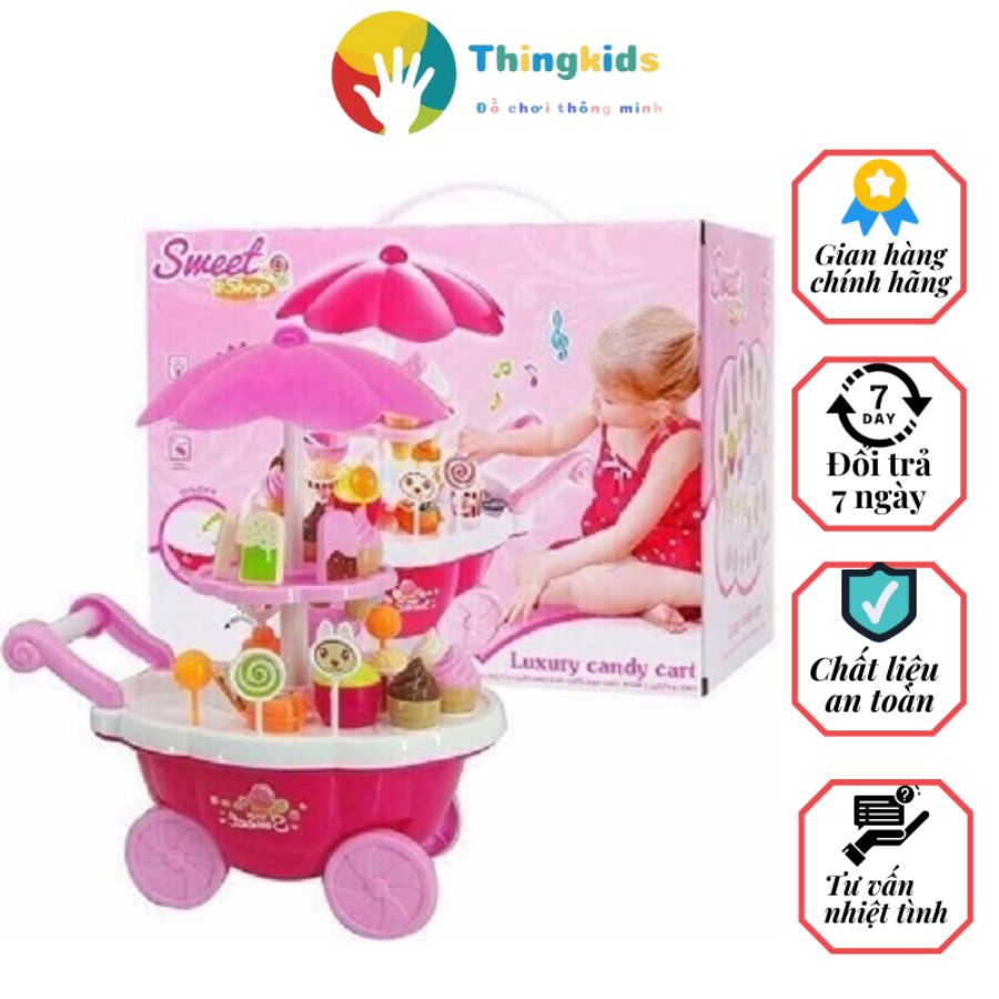 Đồ chơi xe đẩy kem 2 tầng có nhạc cho bé - Thingkids