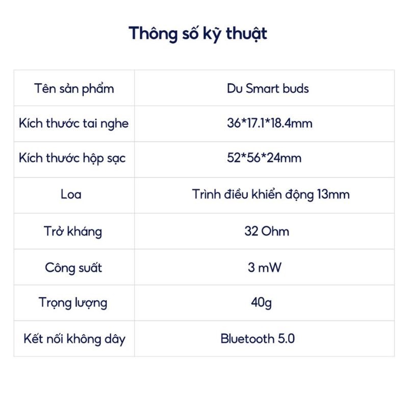 Tai nghe không dây Bluetooth Xiaodu Du Smart Buds - Cảm ứng chạm, Chống ồn, Pin 16h | Chính hãng - Bảo hành 12 tháng