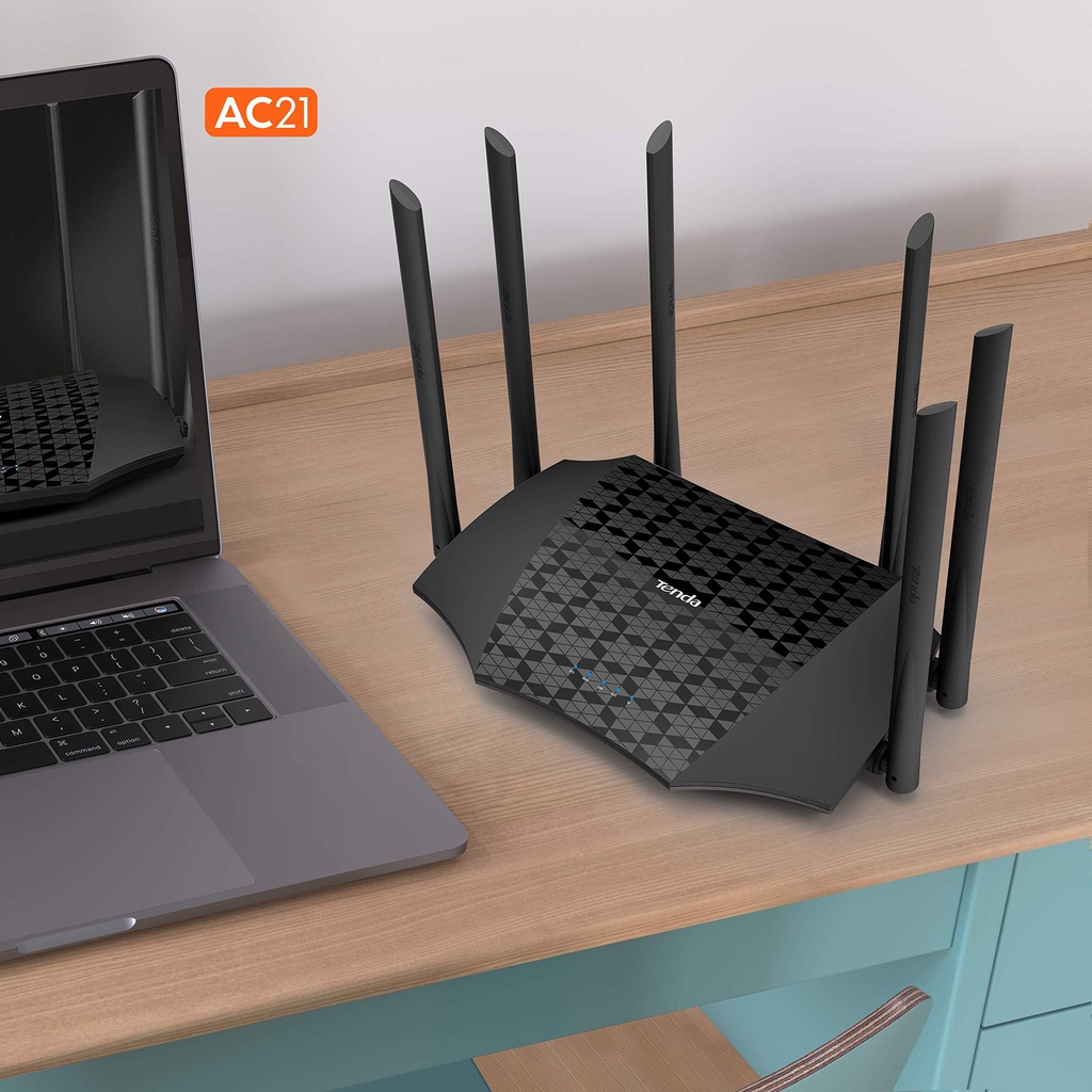 Bộ phát wifi băng tần kép AC2100 Tenda AC21, Router wifi 2 băng tần tốc độ cao 2100Mbps 4x4 MU-MIMO