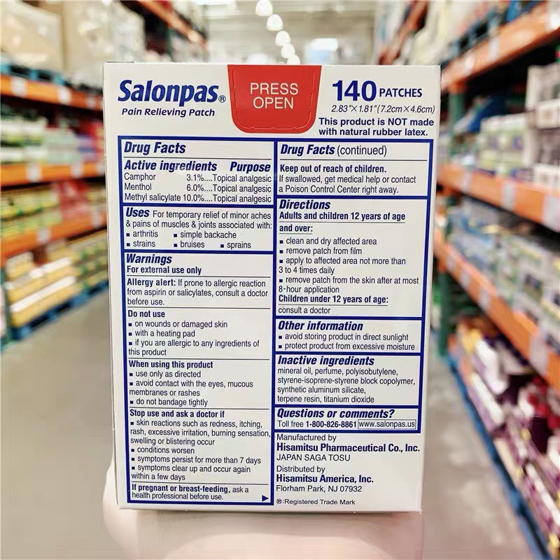 [HỘP 140 MIẾNG] MIẾNG DÁN SALONPAS MỸ 7 GÓI x 20 MIẾNG (HÀNG COSTCO USA)