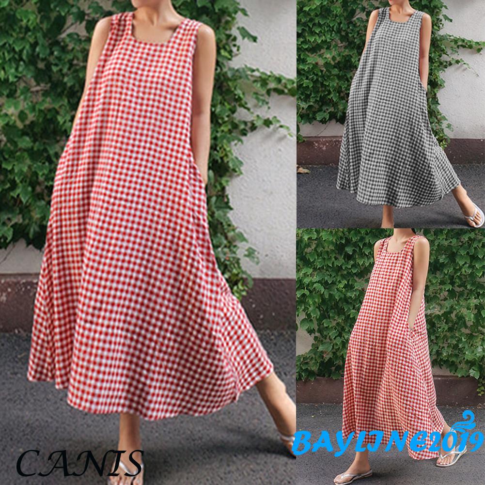 Đầm dài họa tiết ca rô phong cách trẻ trung thanh lịch dành cho nữ
