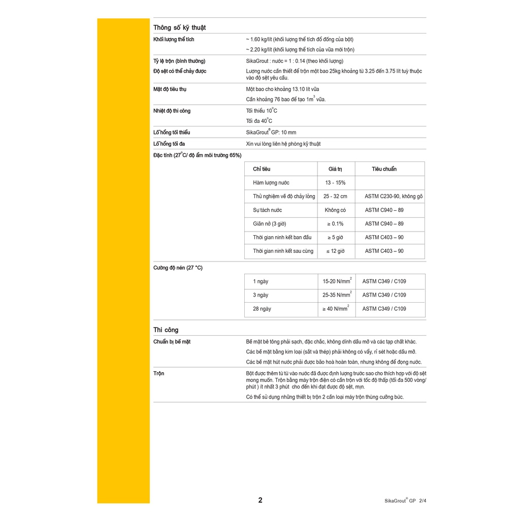 Sika - Vữa đổ cổ ống xuyên sàn - SikaGrout GP  SIKA THẾ VŨ