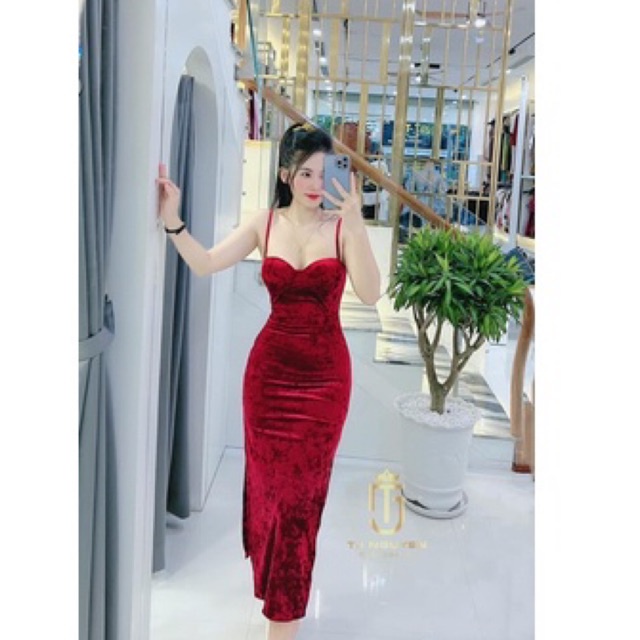 Đầm body cúp ngực 2 dây xê 1 bên