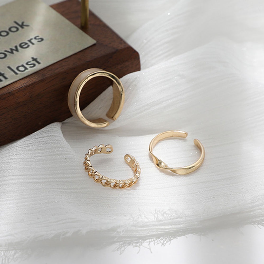 Bộ 3 Nhẫn Kim Loại Tròn Nhiều Màu Tùy Chỉnh Thời Trang Cho Nữ