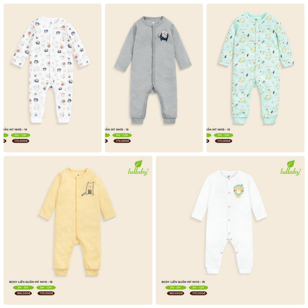 [CHÍNH HÃNG] Body liền quần cotton cao cấp Lullaby (NH15-19)