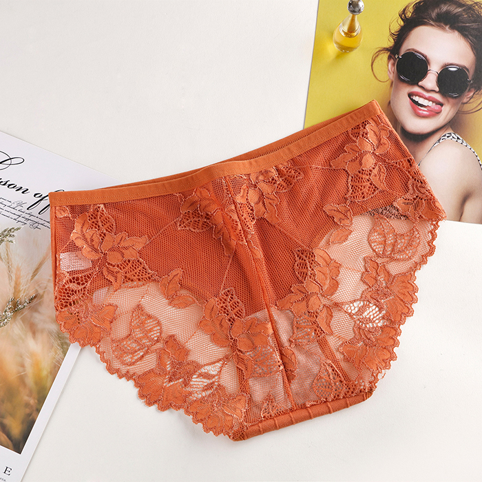 M~XL Tuote Ready Stock Women's Panties Pattern Lace Female Underpants Pure Cotton Inner Briefs