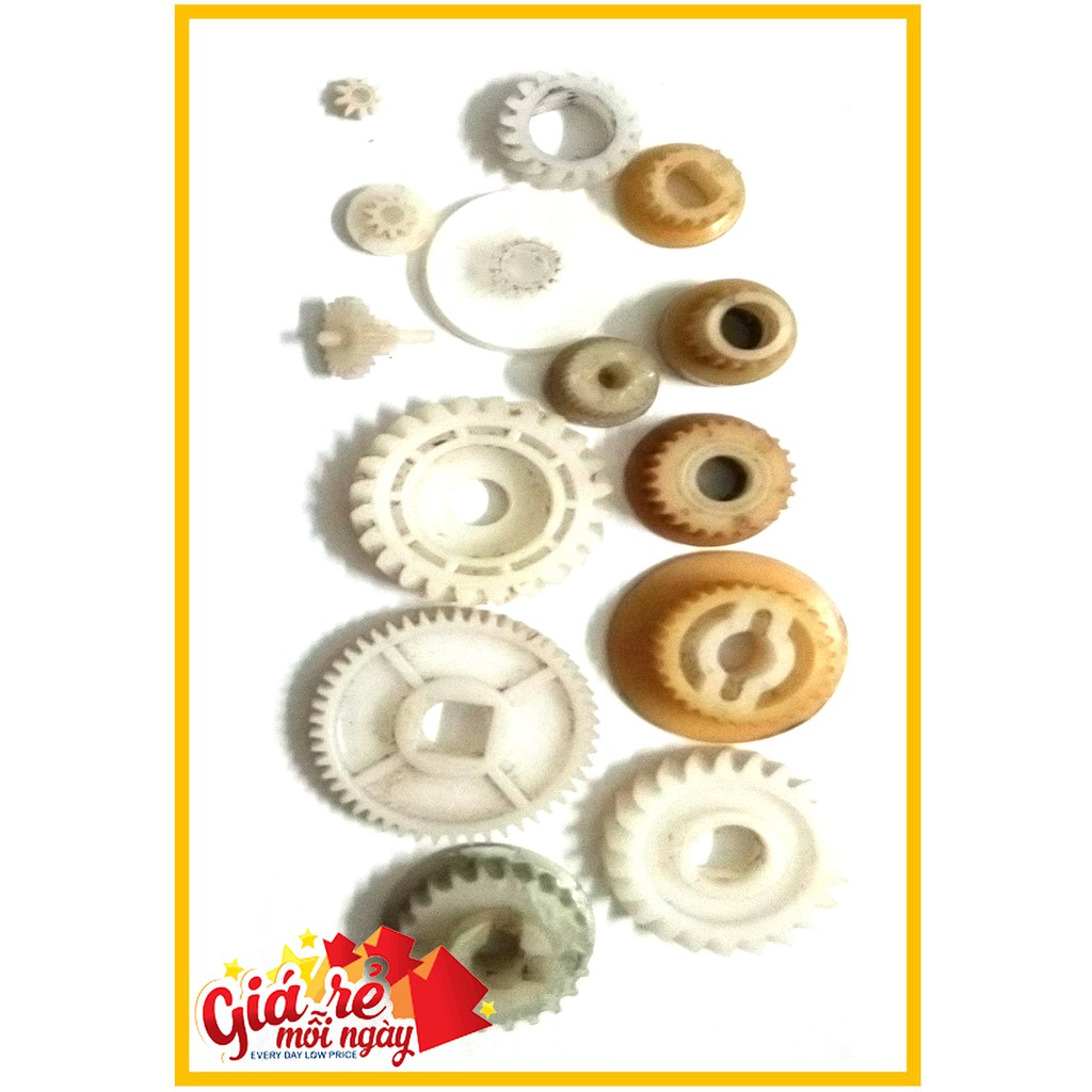 Combo Nhông nhựa 28 chi tiết - Bánh răng 5mm,1cm, 2cm, 3cm, D17cm - Đế nhựa DIY các loại