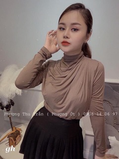 Áo thun cổ lọ đổ mác Hàn siêu xinh