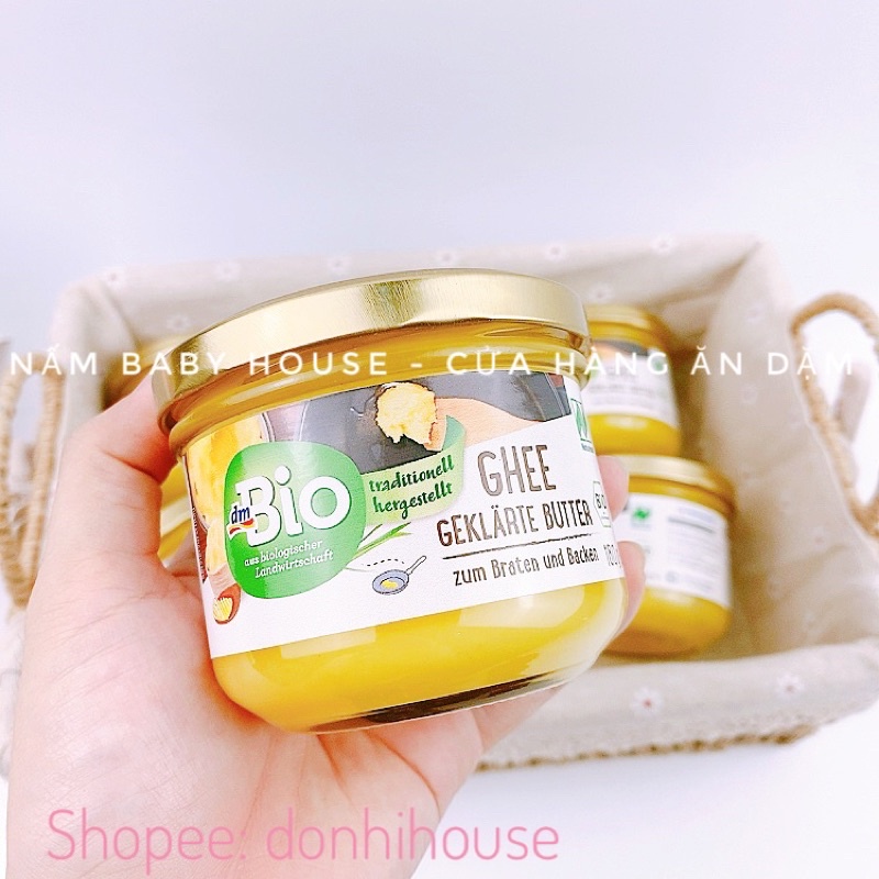 Date 12/2024 Bơ Ghee hữu cơ DMBIO /ENERBIO  Đức dành cho bé ăn dặm và gia đình 180g date 2024