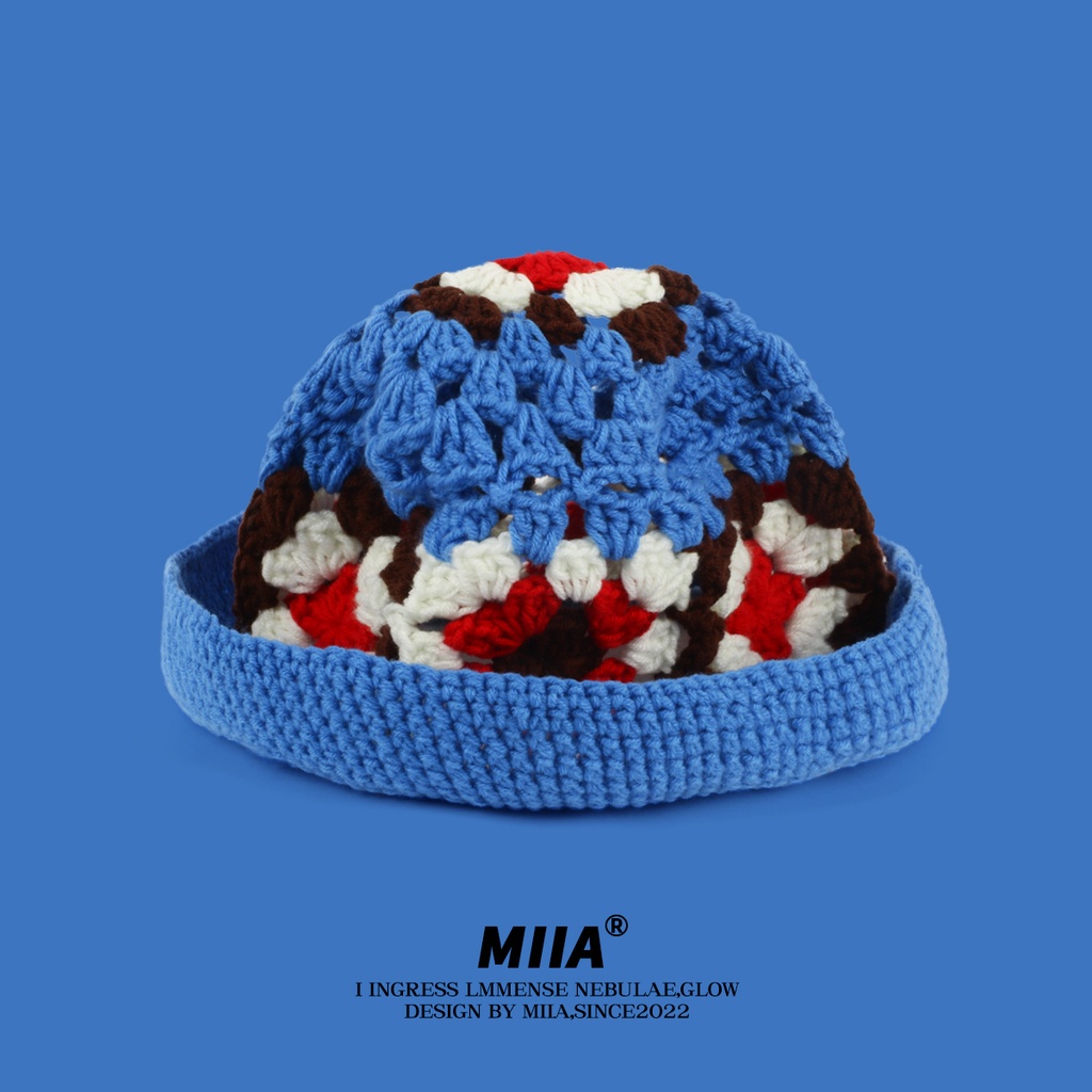 Nón Tai Bèo Đan Len Thoáng Khí Màu Sắc Tương Phản Phong Cách Hàn Quốc