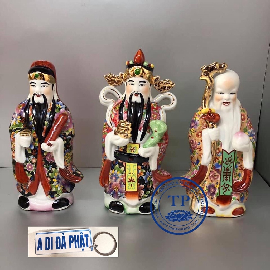 BỘ 3 Pho TAM ĐA PHÚC LỘC THỌ bằng sứ Áo Gấm  TM121174- Đồ thờ Tịnh Phương