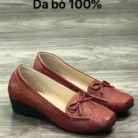 Giày đế xuồng nữ 3p da bò hàng chính hãng Mã (24800) Lunashoes bảo hành 2 năm bong nổ sẵn hàng giày trung niên cho mẹ