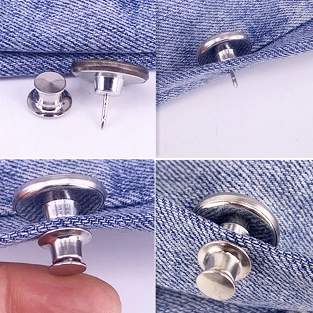 4 Pcs / set Alloy Detachable Jeans Buttons / Jeans Clip Snap Button /  Perfect Fit Instant Universal Buckles Thin Waist Replacement No Sew Needed Waist Adjusting DIY Clothes Supplies