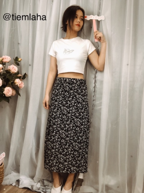 VÁY XẺ MIDI HỌA TIẾT CÚC HỌA MY DỄ THƯƠNG | BigBuy360 - bigbuy360.vn