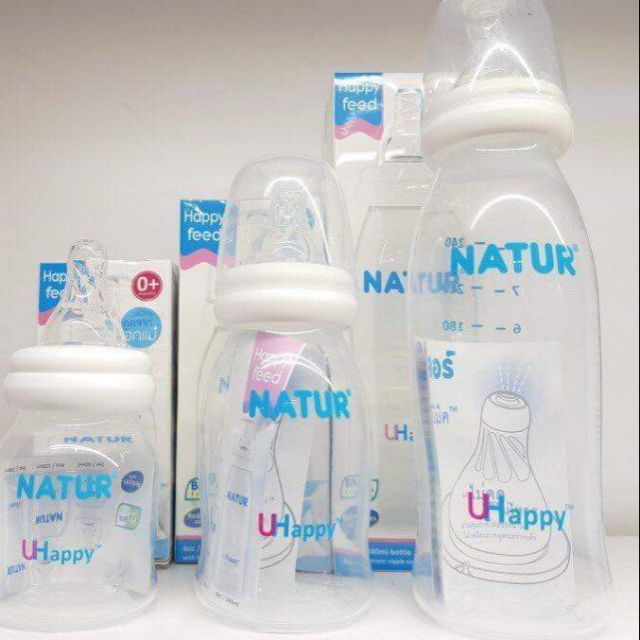 Combo 2 bình sữa Natur cổ hẹp 120ml kèm 3 vỉ núm