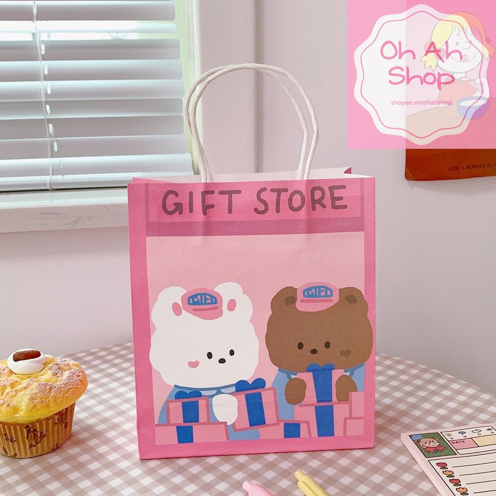 🍓 Túi Giấy Gói Quà Tặng Sinh Nhật Cực Dễ Thương Mẫu Gấu Thỏ | BigBuy360 - bigbuy360.vn