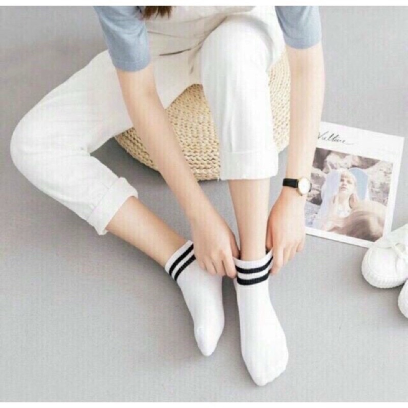 Tất kẻ ngang nam, nữ sét 10 đôi tất mang phong cách hàn quốc