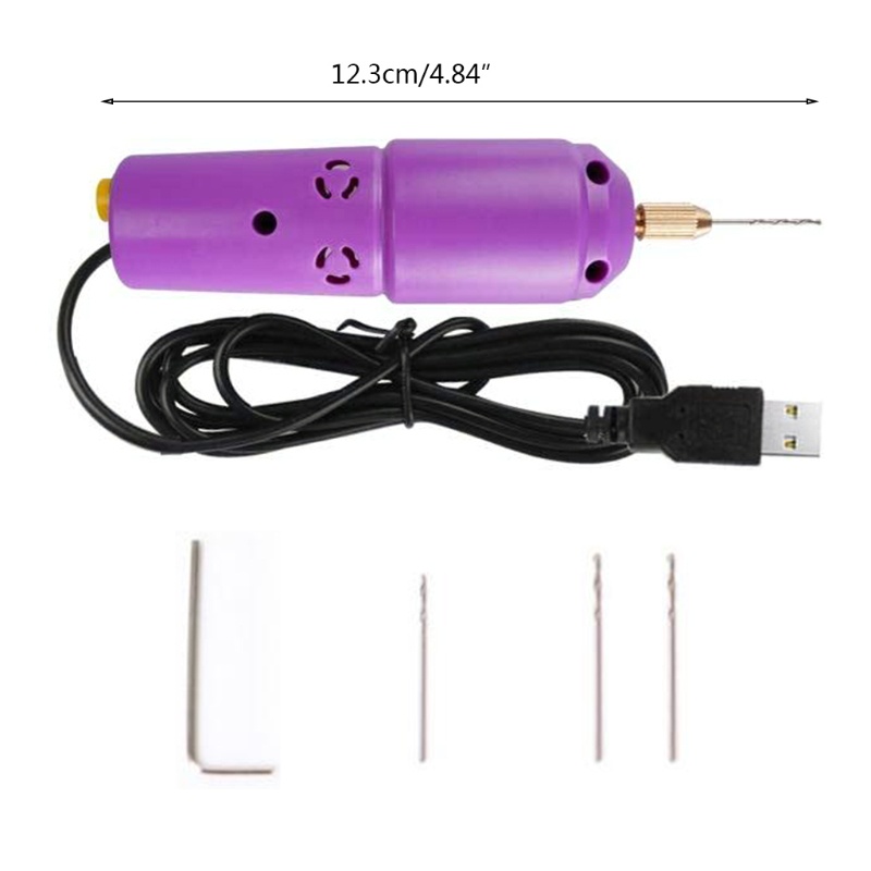 Máy Khoan Điện Cầm Tay DC 5V Cổng USB Kèm 3 Mũi Khoan Xoắn Bits