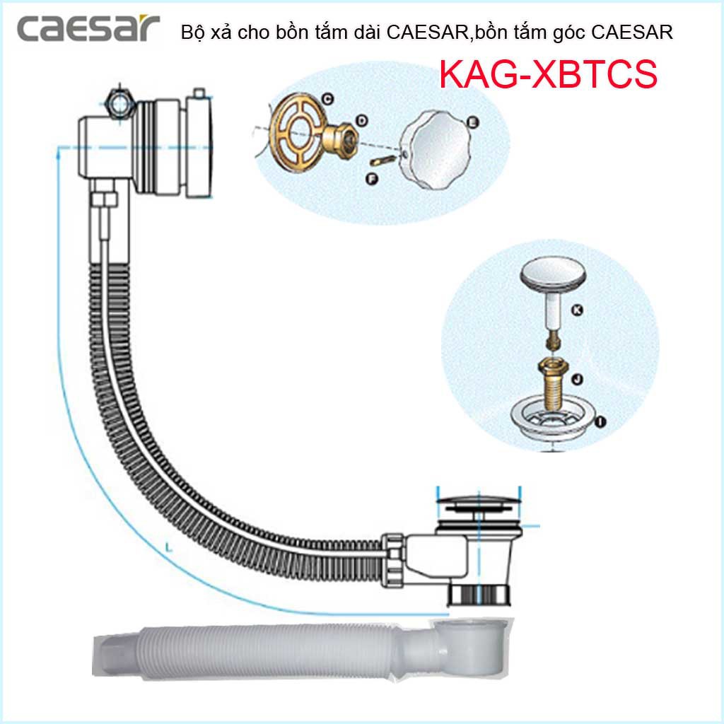 Bộ xả cho bồn tắm dài Caesar, bộ xả bồn tắm Caesar KAG-XBTCS