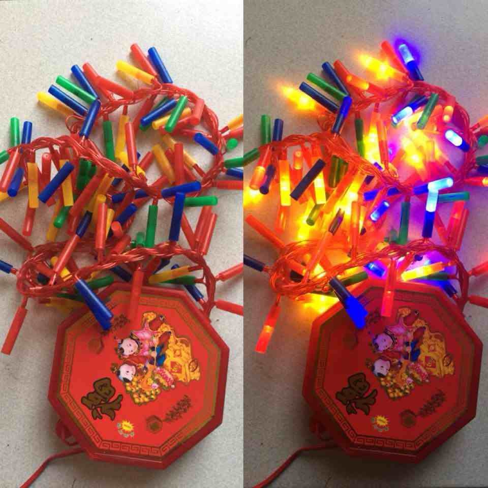 Dây đèn led chớp nháy trang trí Tết rực rỡ có âm thanh tiếng nổ như thật