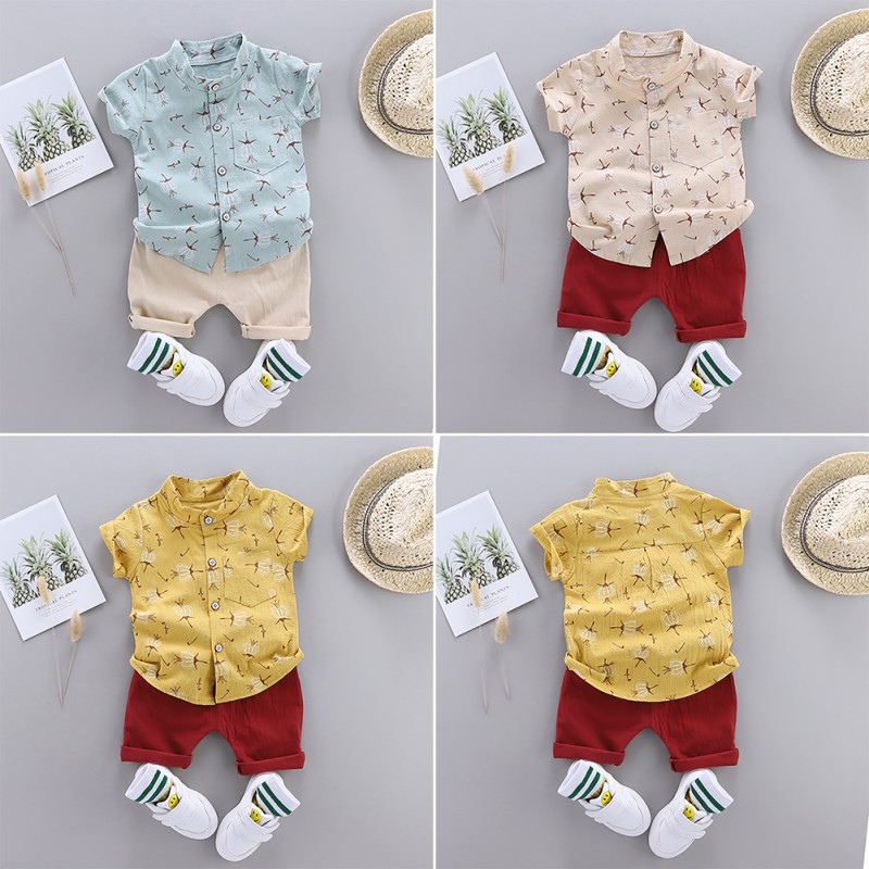 Bộ áo thun ngắn tay in chữ + quần sọt cho bé trai
